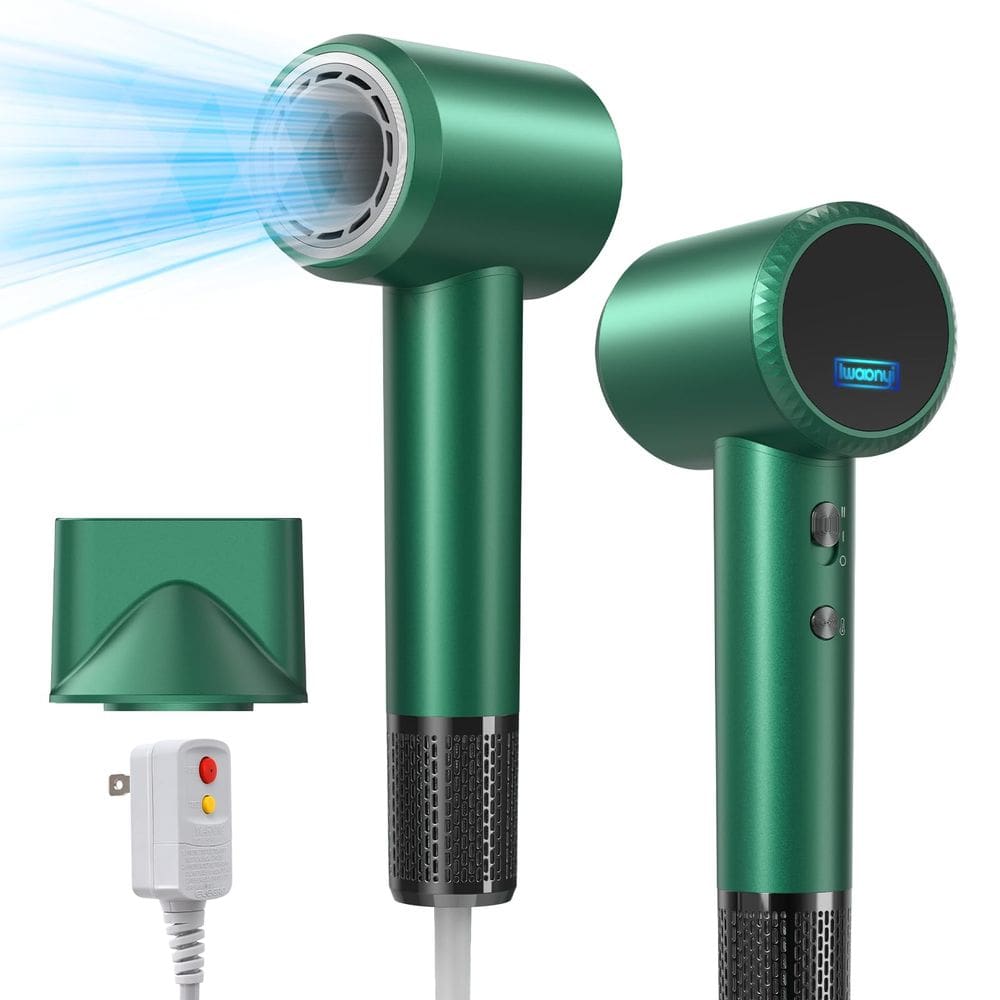 Secador de cabelo IWAANYI Professional 150000 RPM de alta velocidade verde