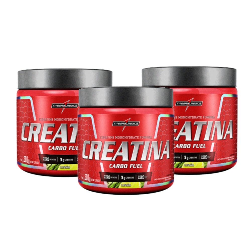 Kit Creatina Carbo Fuel (300g) Integralmedica Limão - 3 Unidades