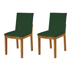 Kit 2 Cadeiras De Jantar Luxo Pérola Estofadas Em Veludo Verde Base Madeira Maciça Mel