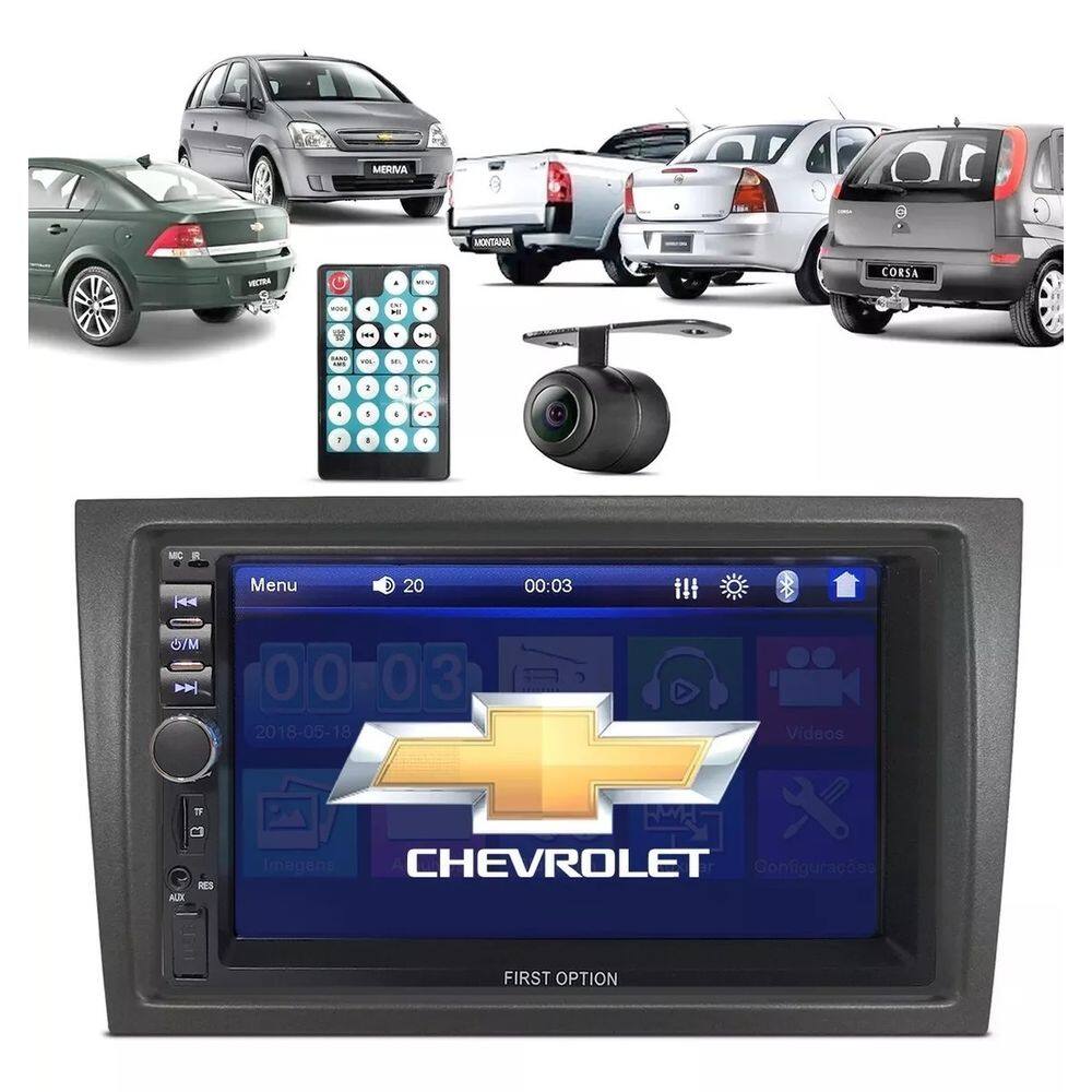 Kit Multimídia Corsa Montana Vectra Meriva Mold Preta Mp5 Bt Usb Fm Leitor SD First Option 7810H