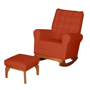 Poltrona de Amamentação com Balanço e Puff Thaila Bouclê Terracota M13 - D`Rossi