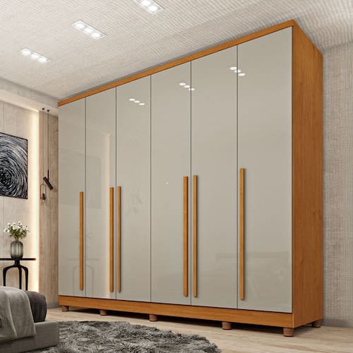 imagem-Guarda-Roupa Casal Sevila 6 Portas 8 Gavetas 31579 Cinamomo/Off White - Tcil Móveis - Marrom