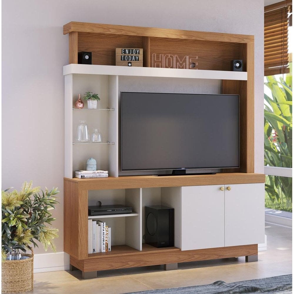 Estante Home Valença Para Tv`s 50 Polegadas 2 Portas Freijó Off White - Colibri