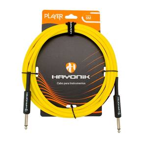 Cabo P/ Instrumentos Hayonik Player P10 x P10 Amarelo 3 Metros - CB0542