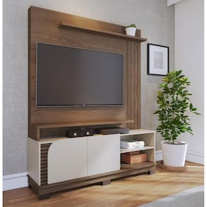 Home Theater Jurerê 1.5 com Detalhes Ripado Artesanal Amêndoa Off White - Colibri