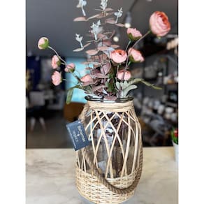 Vaso Bahamas em vidro com fibras sinteticas D21,5xA30cm