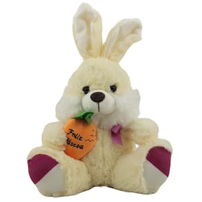 Coelho De Pelúcia Com Cenourinha Médio Poliéster Amarelo