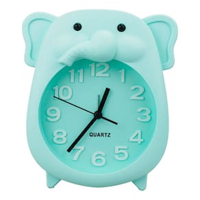 Relógio Despertador Quarto Infantil Menino Elefante Verde - 18cm