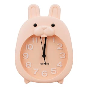 Relógio Despertador Quarto Infantil Coelho Coelhinho Rosa Salmão - 18cm