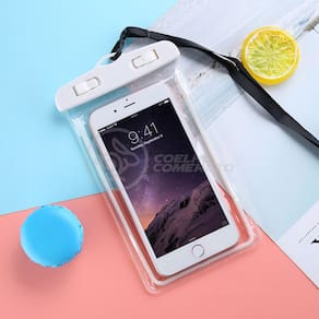Capa Bolsa A Prova Dágua Impermeável Universal Para Celular - Branco