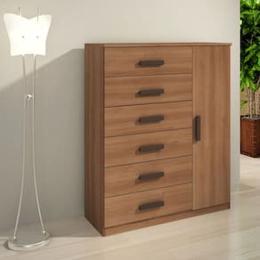 Cômoda Sapateira Multiuso Reforçada 1 Porta 6 Gavetas Cinamomo