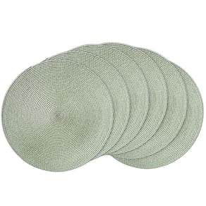 Tapetes americanos AHHFSMEI, redondos, trançados, 38 cm de diâmetro, conjunto de 6, verde neblina