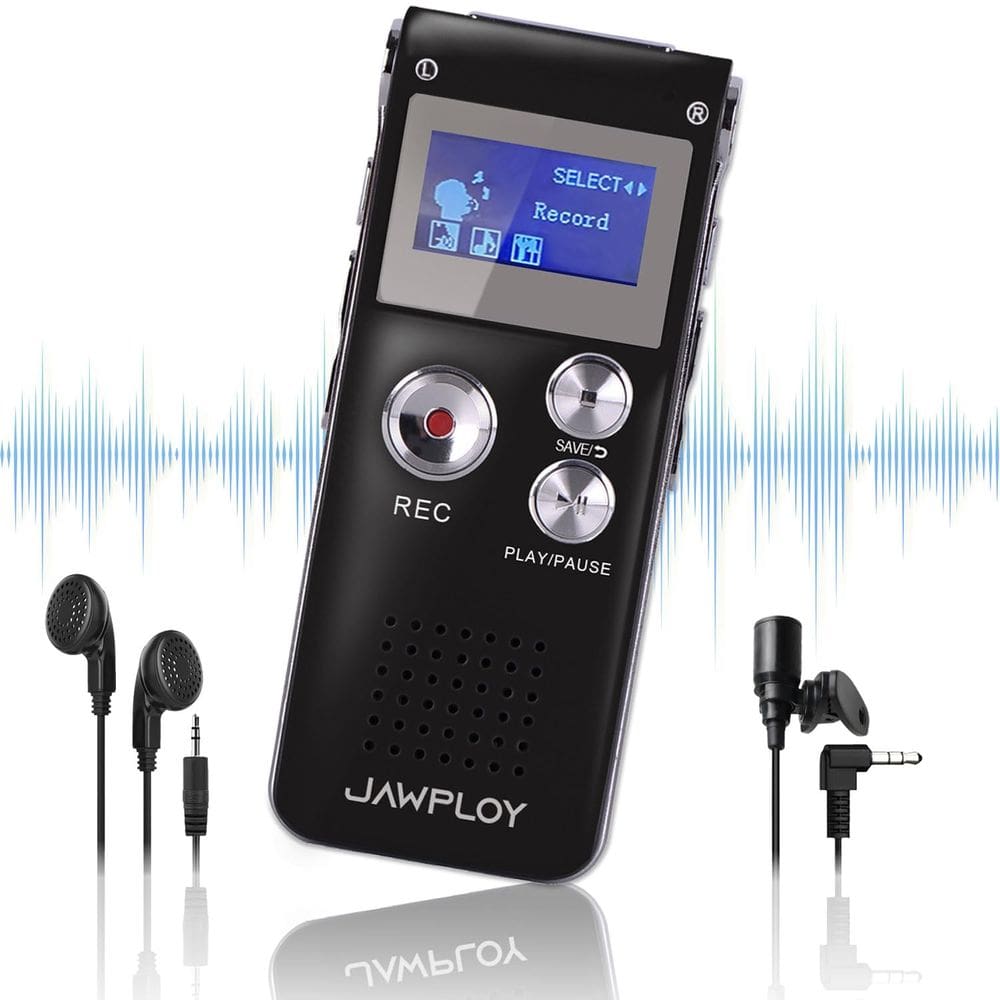 Gravador de Voz Digital Jawploy 64GB Palestras Reuniões USB
