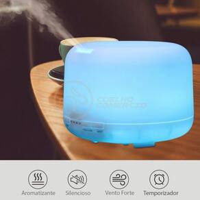 Aromatizador Umidificador Difusor Eletrônico Ambiente Desing Minimalista Luz de LED RGB 300ml