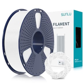 Filamento para impressora 3D SUNLU PLA Plus 1,75 mm, 1 kg, bobina branca