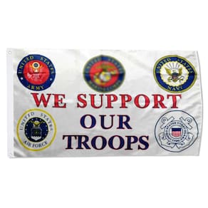 Bandeira Fyon Apoiamos nossas tropas 5 ramos militares 90x150cm