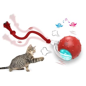 Jogo de bolas de brinquedos interativo para gatos que vivem em ambientes fechados (vermelho)