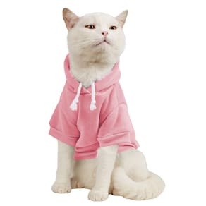 Casaco quente básico com capuz QWINEE para cães pequenos e médios rosa