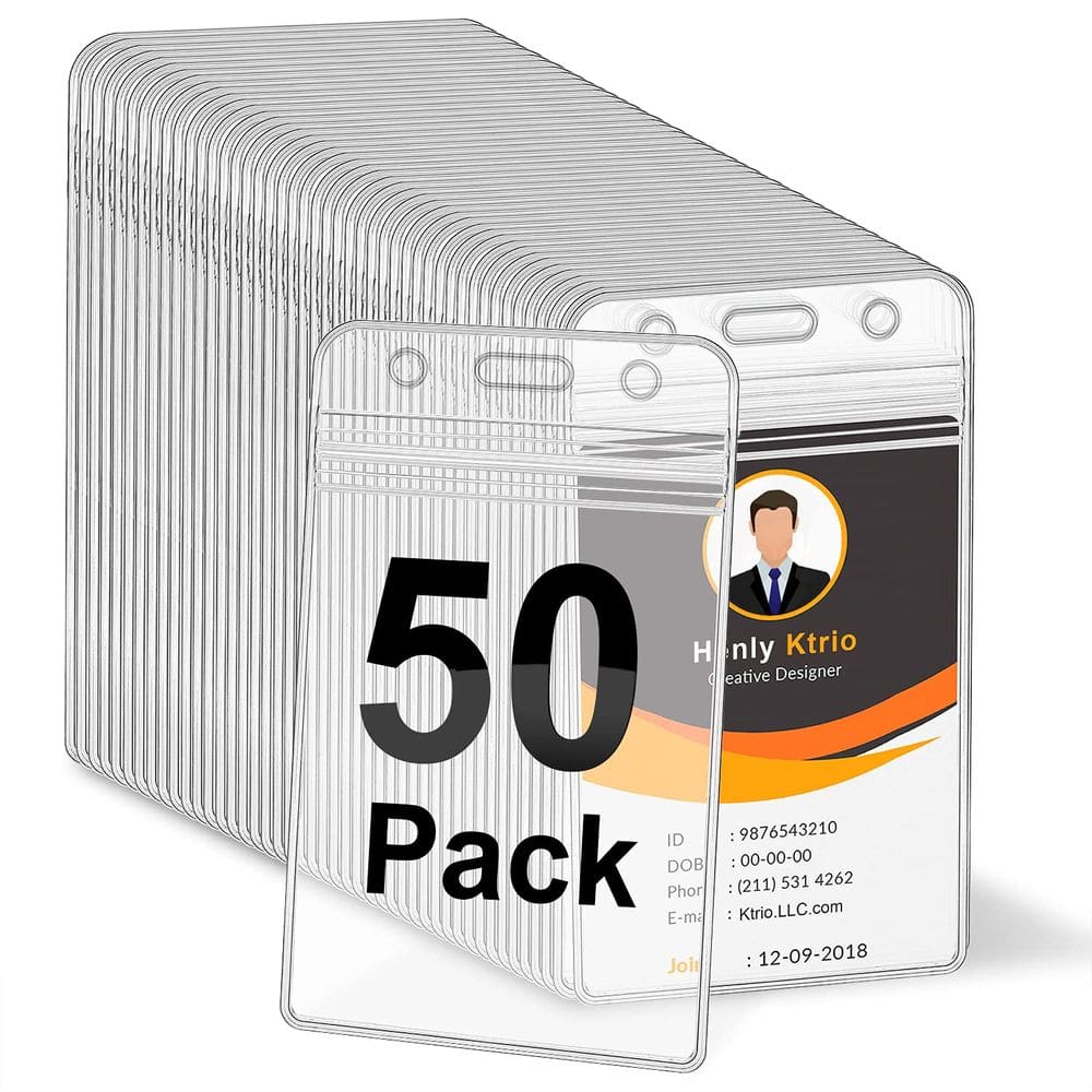 Porta-crachás de identificação KTRIO Clear Waterproof 50 unidades