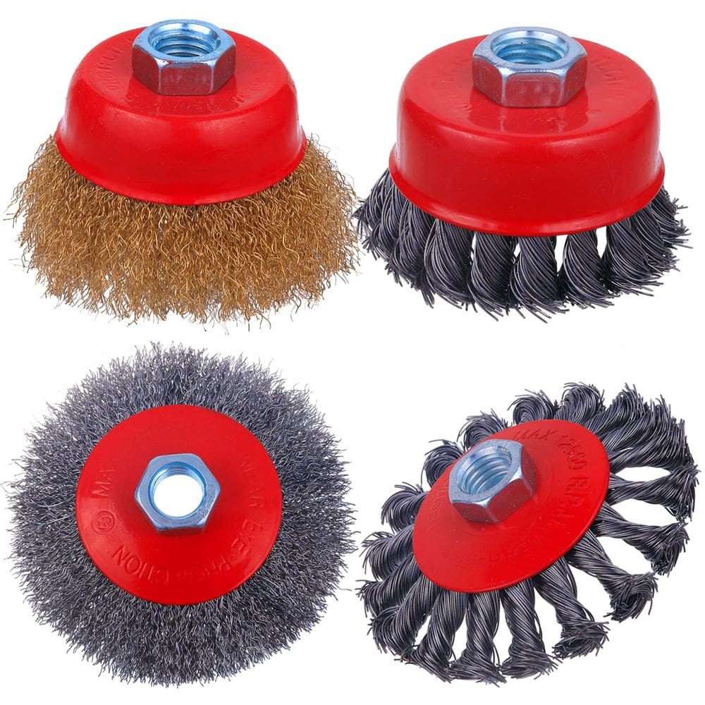 Conjunto de escovas Wire Wheel Cup SHITIME de 4 polegadas para rebarbadora