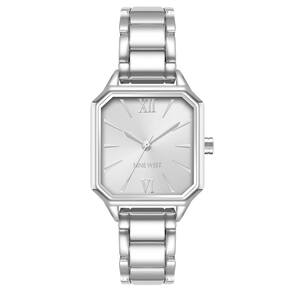 Relógio com pulseira feminina Nine West em tom prateado com mostrador Sunray