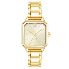 Relógio: pulseira feminina Nine West, cristal mineral, dourado