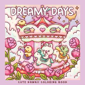 Livro de colorir Dreamy Days Kawaii Whimsical Scenes 30 páginas