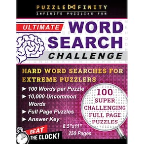 Livro de busca de palavras Ultimate Challenge Hard com 100 palavras/quebra-cabeça