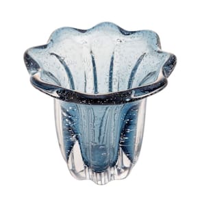 Vaso Decorativo de Vidro Murano Italy Azul 18,5x18cm Wolff