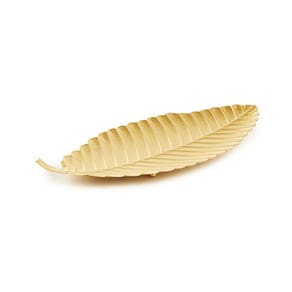 Centro de Mesa Decorativo Folha Dourada em Metal 65x26cm Mart