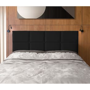 Cabeceira Painel Cama Box Queen 1,60m Estofada Belize Veludo Preto