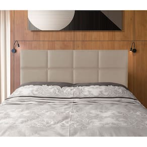 Cabeceira Painel Cama Box Queen 1,60m Estofada Belize Linho Capuccino