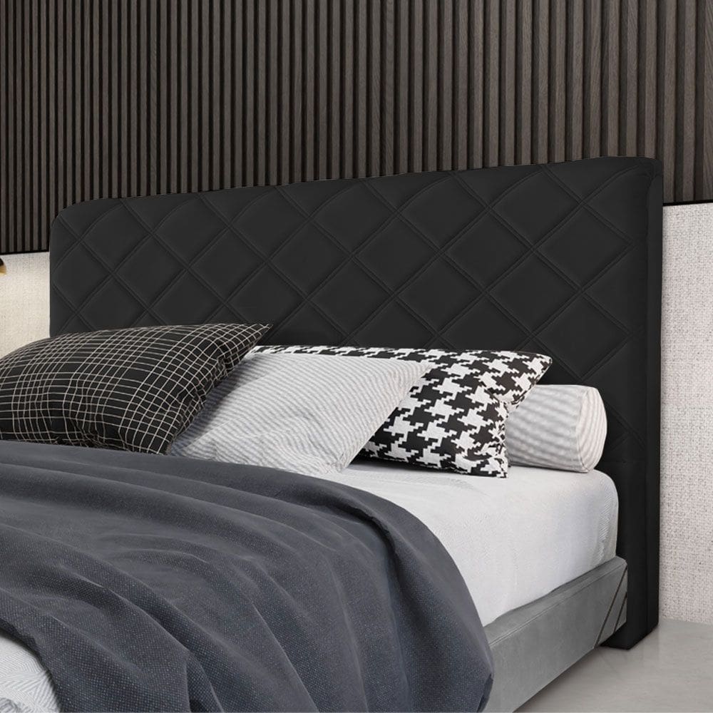 Cabeceira Cama Box Queen 1,60m Estofada Capri Veludo Preto