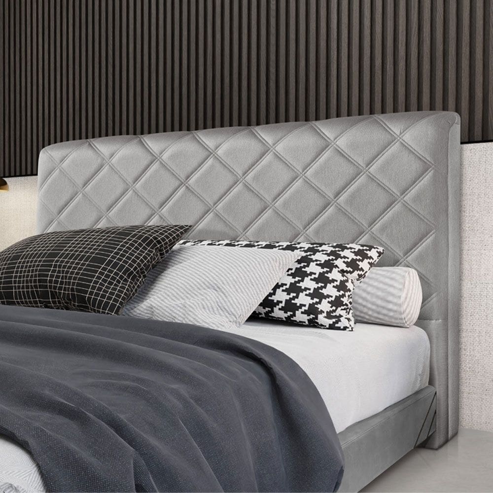 Cabeceira Cama Box Queen 1,60m Estofada Capri Linho Cinza