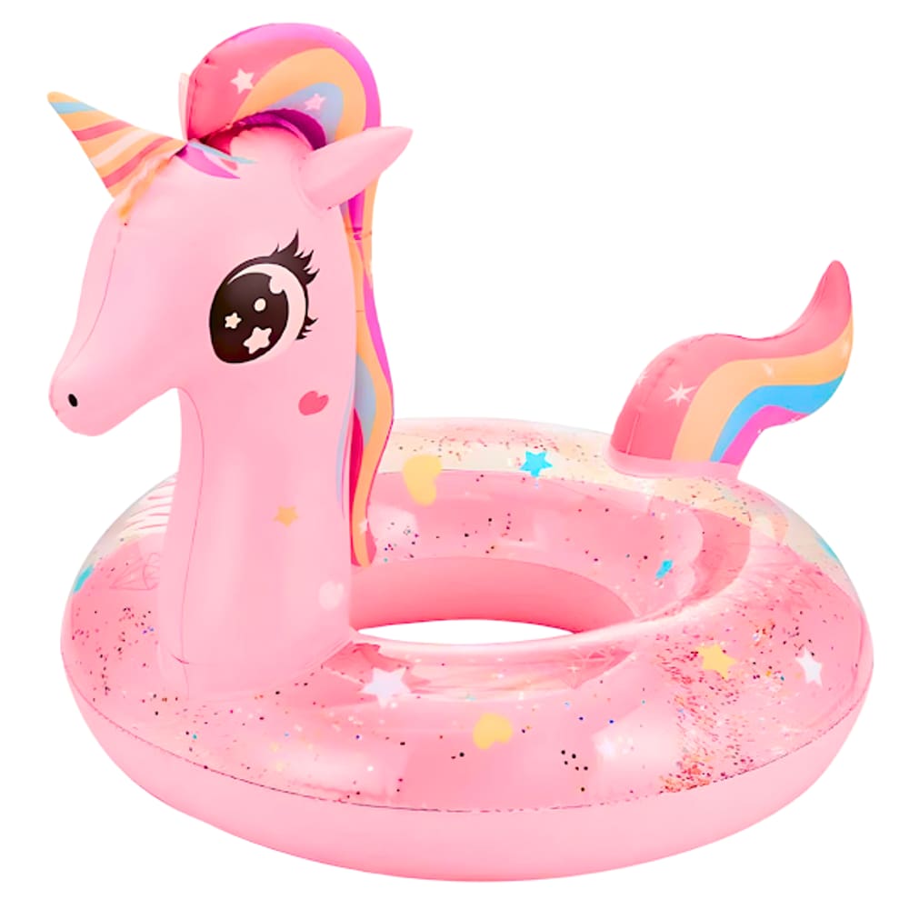 Boia De Cintura Inflável Infantil 63cm Unicornio Com Glitter