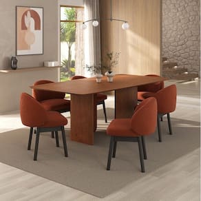 Kit Mesa de Jantar Boreal 210cm e 6 Cadeiras Jambu Cabecasa Madeiramadeira Cinamomo/Terracota/Ébano