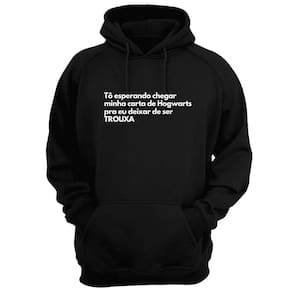 Blusa Moletom Capuz Frase Esperando Chegar Minha Carta