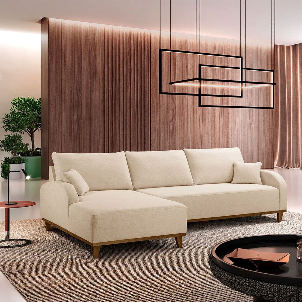 Sofá Albano Linho 250cm Chaise Lado Esquerdo Meu Sofá Online