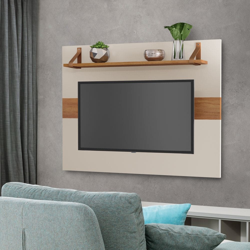 Painel para Tv 50 Polegadas Com Prateleira 100% MDF Off White