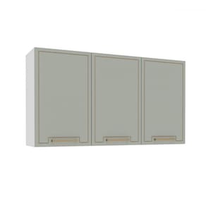 Armário Aéreo Cozinha 120 Cm Amara 3 Portas Branco/Verde - Politorno