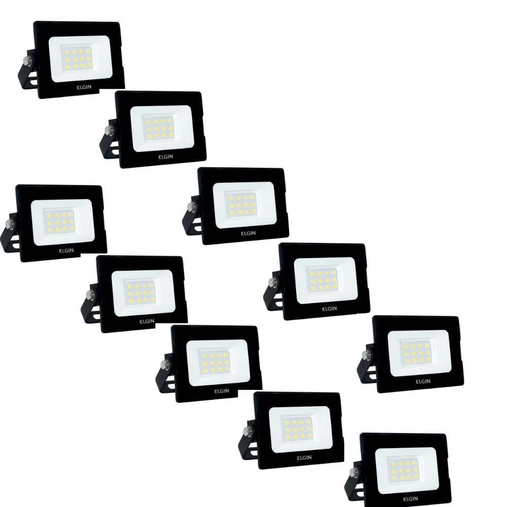Kit 10 Projetor Led Elgin Refletor 10W 6500K Bivolt