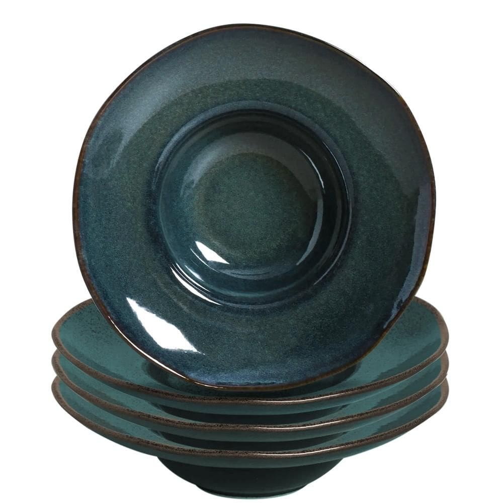 Jogo de Pratos para Massa de Cerâmica Stoneware Orgânico Oceano 4 peças - Porto Brasil
