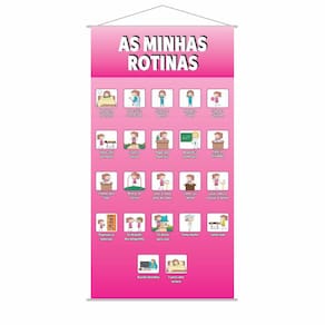Banner Minhas Rotinas Para Menina Pedagógico 1,20X0,65M