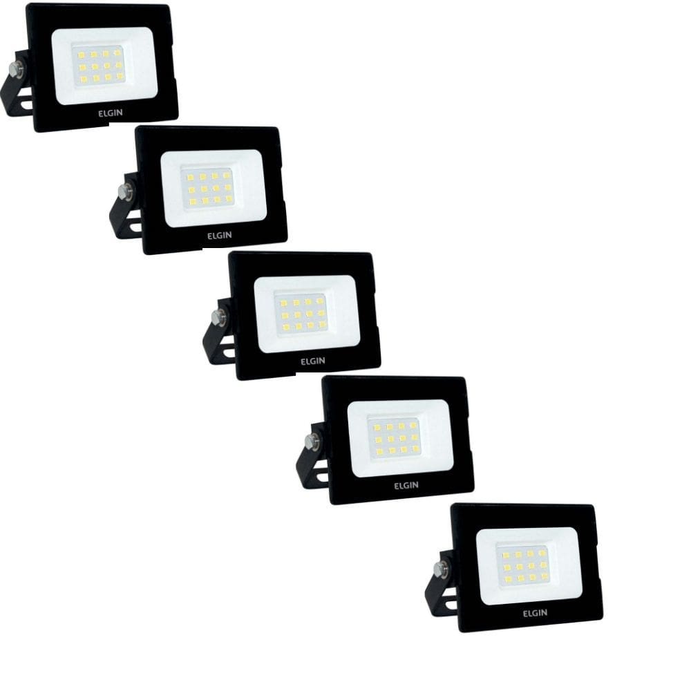 Kit 5 Projetor Led Elgin Refletor 10W 6500K Bivolt