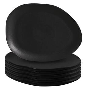 Jogo de Pratos Rasos de Cerâmica Stoneware Orgânico Oval Matte Preto 6 peças - Porto Brasil