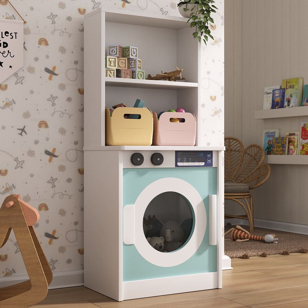 Máquina de Lavar de Brinquedo Mini Lavanderia Infantil Menta