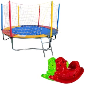 Cama Elástica Pula Pula Trampolim 2,30m Colorida Premium 2 Gangorra 1 Lugar