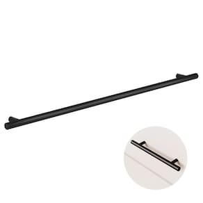 Puxador Dísia 448 Mm Haste Redondo Inox Preto