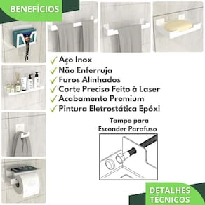 Kit Acessórios Para Banheiro 7 Peças Branco Elg