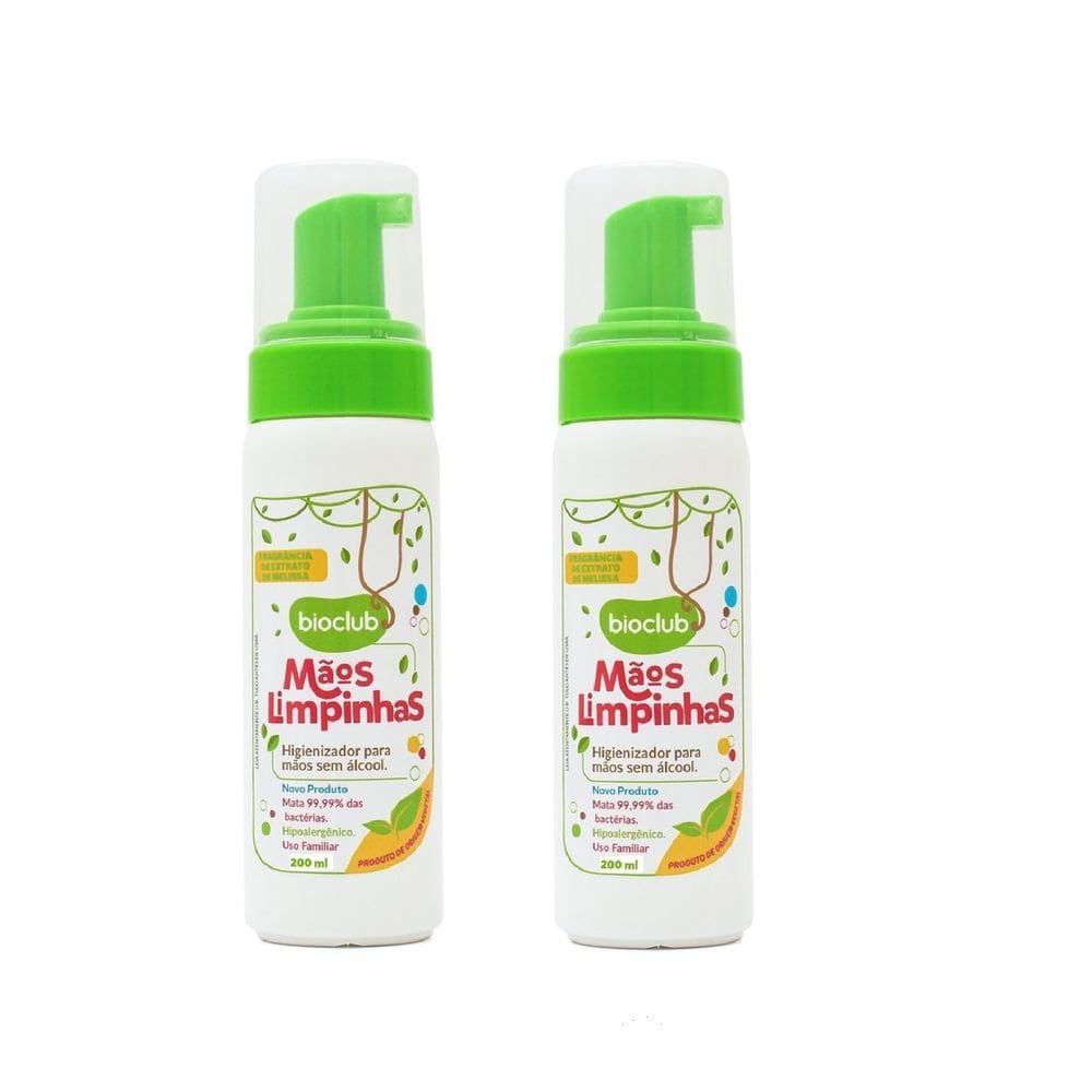 Higienizador Vegano Sem Álcool Mãos Limpinhas Bioclub kit